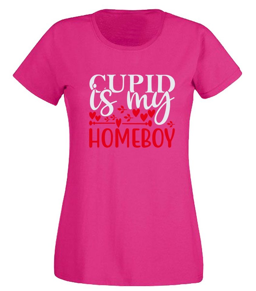 G-graphics T-Shirt Damen T-Shirt - Cupid is my homeboy Slim-fit, mit trendigem Frontprint, Aufdruck auf der Vorderseite, Spruch/Sprüche/Print/Motiv, zum Geburtstag von G-graphics