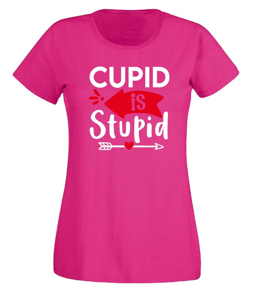 G-graphics T-Shirt Cupid is stupid Slim-fit Damen T-Shirt mit Frontprint zum Valentinstag von G-graphics