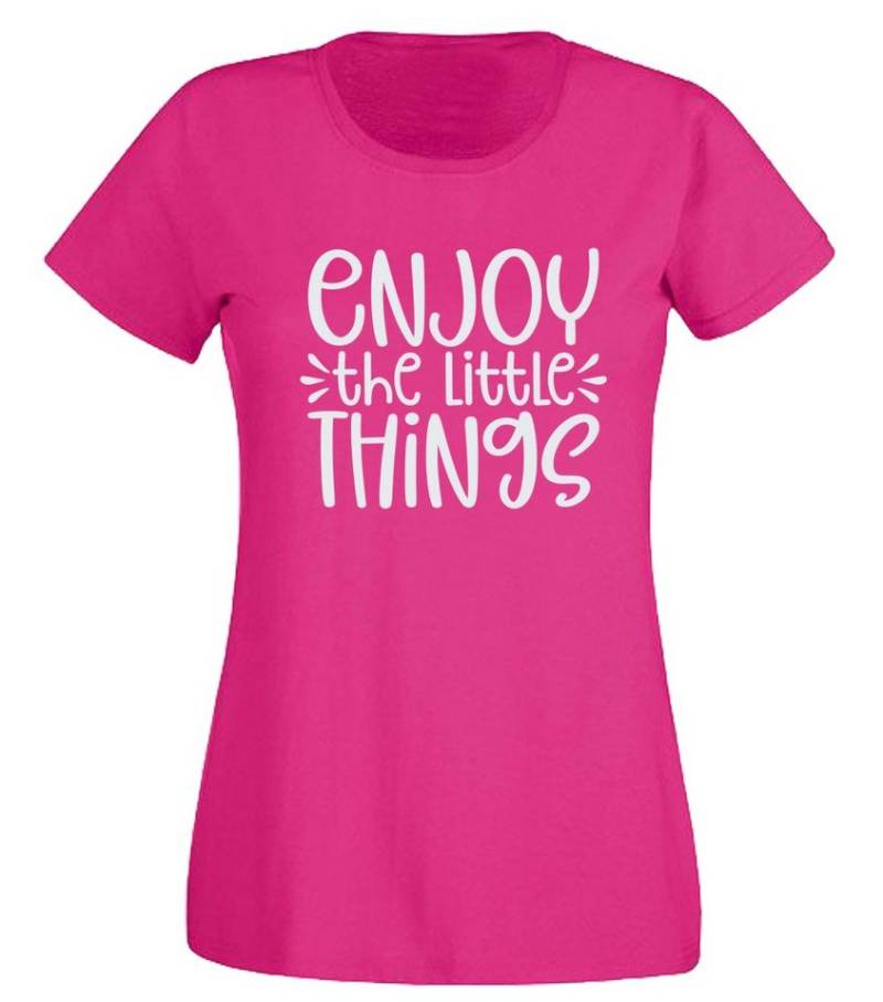 G-graphics T-Shirt Enjoy the little things Slim-fit- Damen T-Shirt mit Statement / Spruch als Frontprint von G-graphics