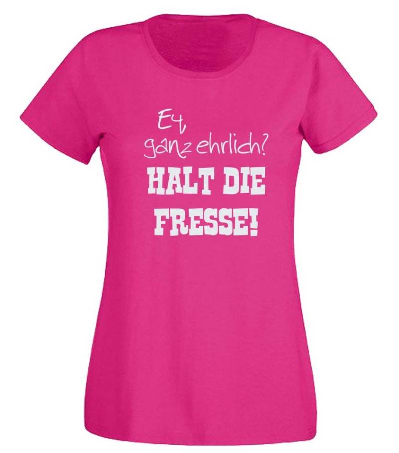 G-graphics T-Shirt Ey, ganz ehrlich? Halt die Fresse! Slim-fit- Damen T-Shirt mit Statement / Spruch als Frontprint von G-graphics