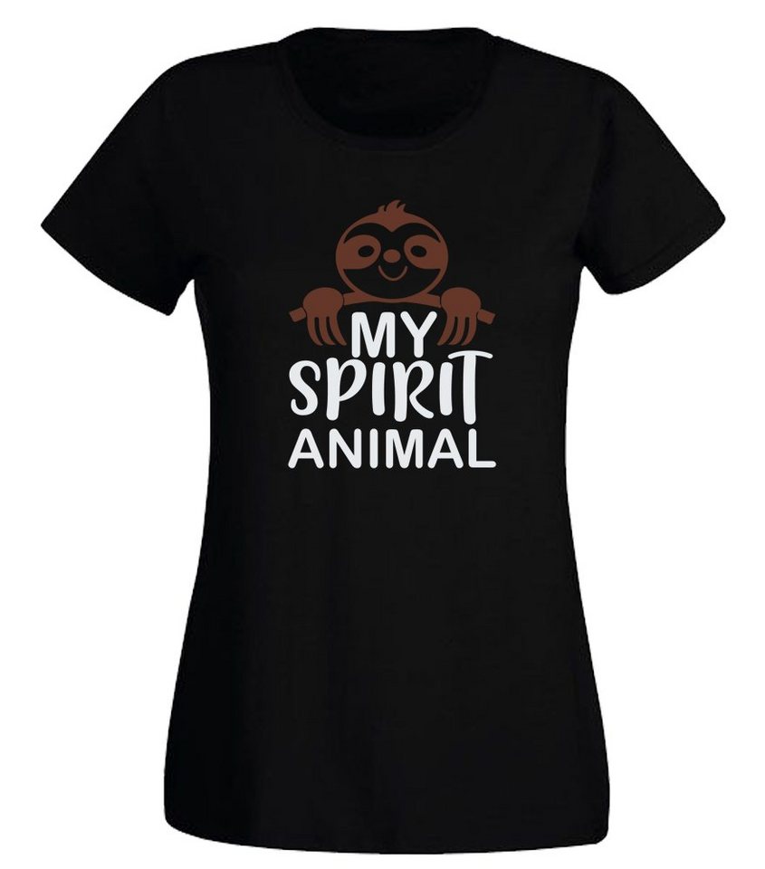 G-graphics T-Shirt Faultier – My spirit animal Slim-fit- Damen T-Shirt mit Statement / Motiv als Frontprint von G-graphics