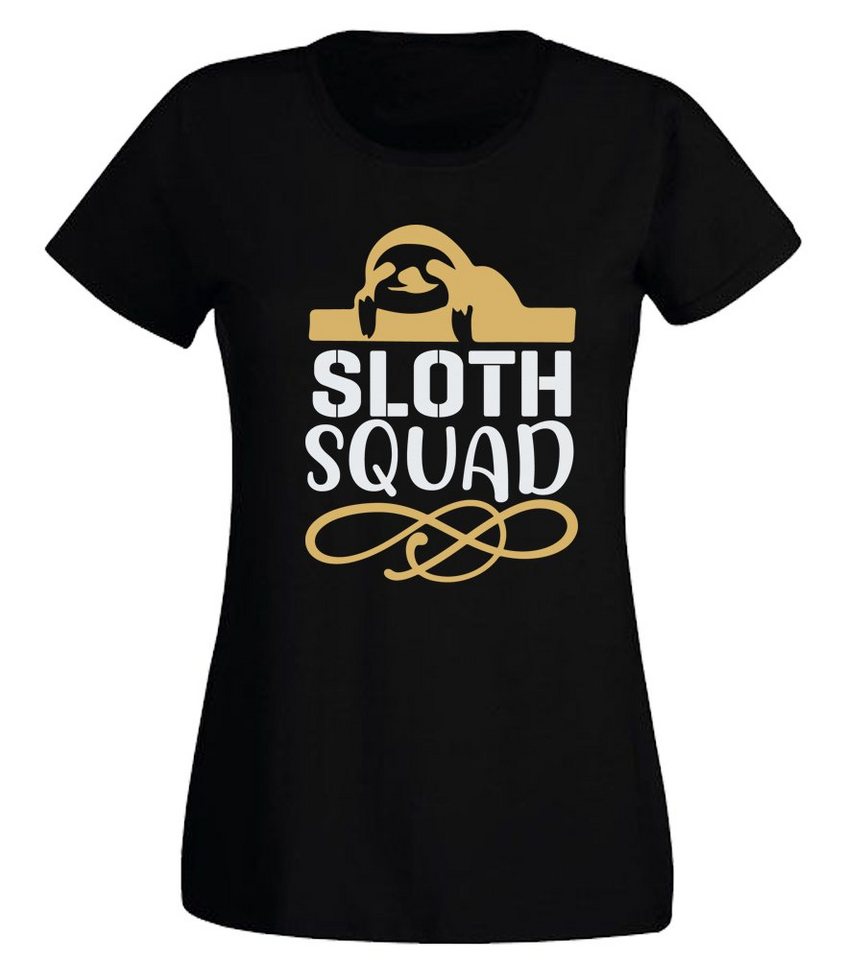 G-graphics T-Shirt Faultier – Sloth Squad Slim-fit- Damen T-Shirt mit Statement / Motiv als Frontprint von G-graphics