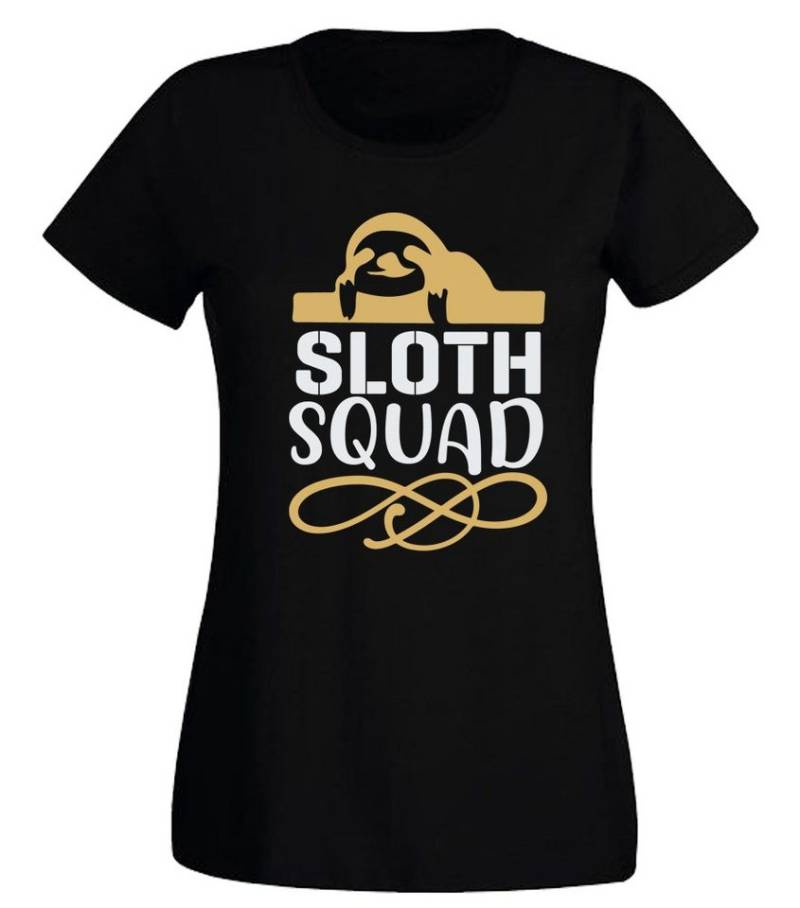 G-graphics T-Shirt Faultier – Sloth Squad Slim-fit- Damen T-Shirt mit Statement / Motiv als Frontprint von G-graphics