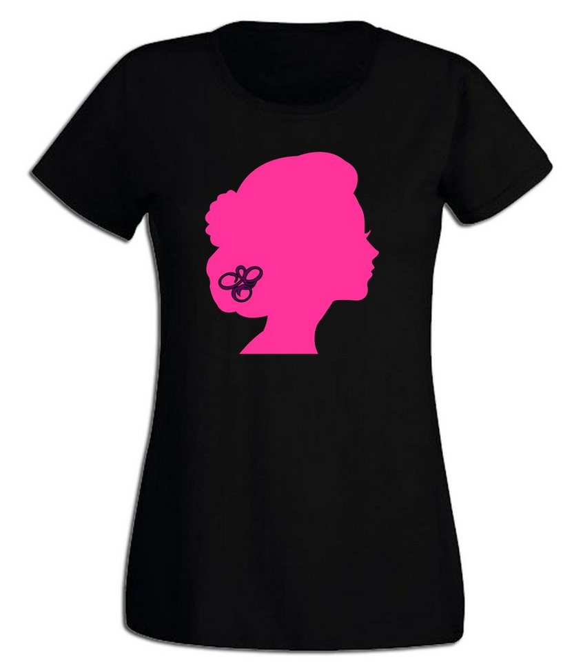 G-graphics T-Shirt Damen T-Shirt - Frauenkopf mit trendigem Frontprint • Aufdruck auf der Vorderseite • Print / Motiv • Pink-Purple-Collection • für jung & alt von G-graphics