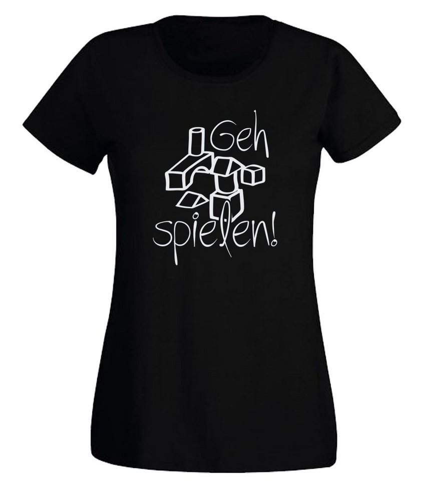 G-graphics T-Shirt Geh spielen! Slim-fit- Damen T-Shirt mit Statement / Spruch als Frontprint von G-graphics