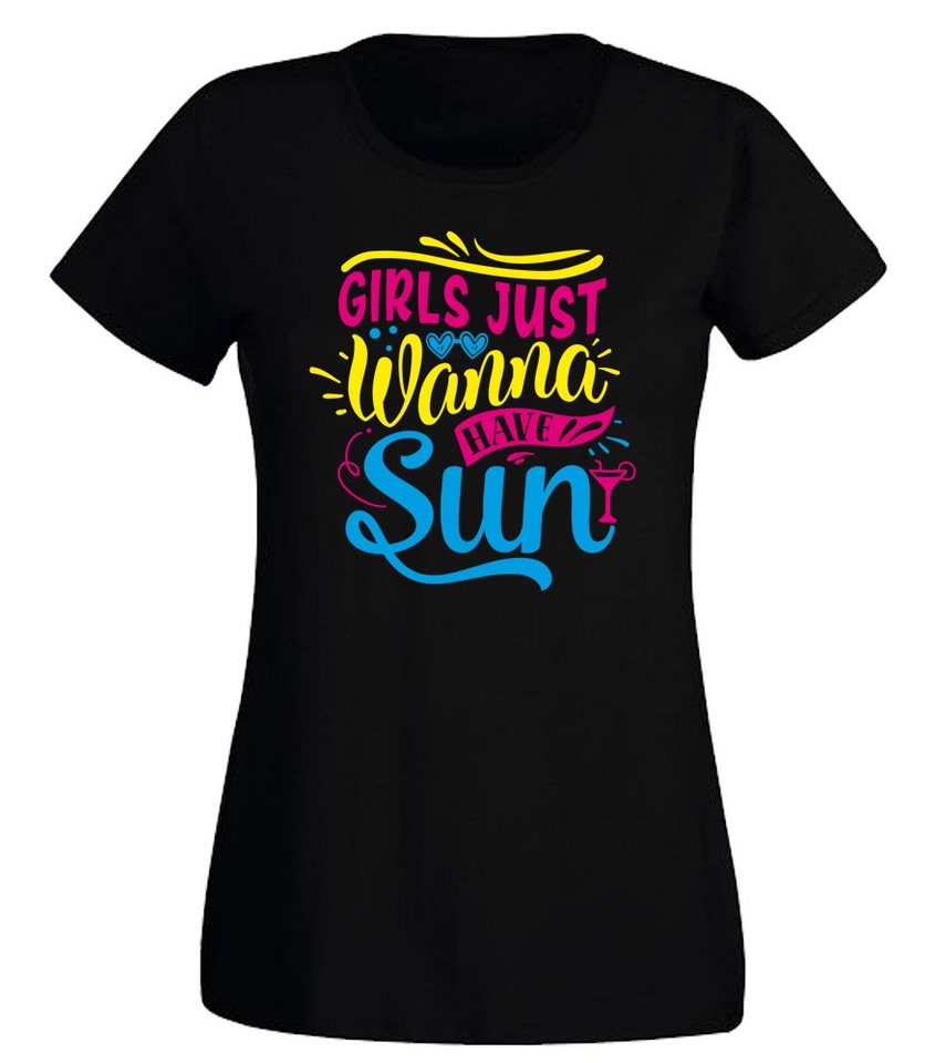 G-graphics T-Shirt Damen T-Shirt - Girls just wanna have Sun Slim-fit, mit trendigem Frontprint, Aufdruck auf der Vorderseite, Spruch/Sprüche/Print/Motiv, für jung & alt von G-graphics