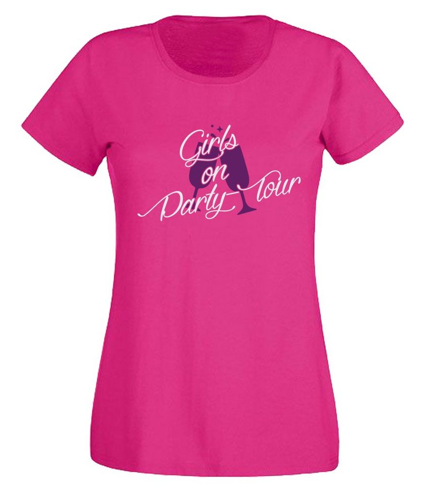 G-graphics T-Shirt Damen T-Shirt - Girls on Party Tour perfekt für den nächsten Mädels- & Partyabend, mit trendigem Frontprint, Slim-fit, Aufdruck auf der Vorderseite, Spruch/Sprüche/Print/Motiv, für jung & alt von G-graphics