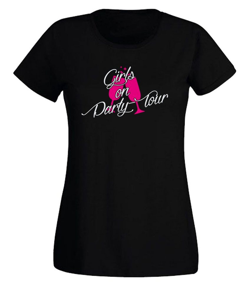 G-graphics T-Shirt Damen T-Shirt - Girls on Party Tour perfekt für den nächsten Mädels- & Partyabend, mit trendigem Frontprint, Slim-fit, Aufdruck auf der Vorderseite, Spruch/Sprüche/Print/Motiv, für jung & alt von G-graphics