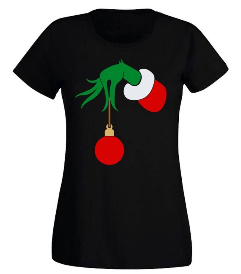 G-graphics T-Shirt "Hand des Weihnachtsmuffels" Slim-fit Damen T-Shirt mit Weihnachtsmotiv von G-graphics