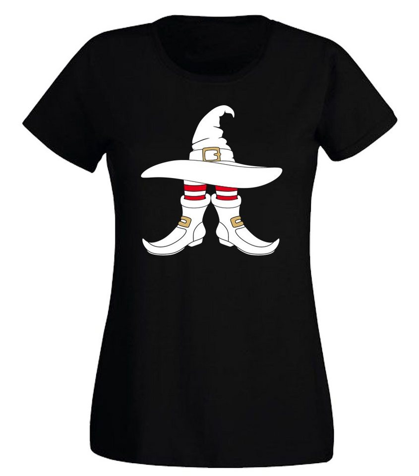 G-graphics T-Shirt Damen T-Shirt - Hexenhut & -stiefel mit trendigem Frontprint, Slim-fit, Aufdruck auf der Vorderseite, Print/Motiv, für jung & alt von G-graphics