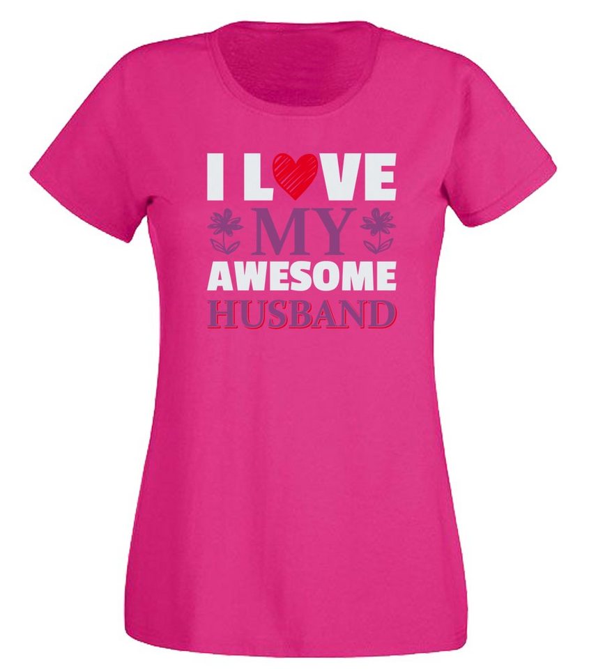 G-graphics T-Shirt I love my awesome Husband Slim-fit Damen T-Shirt mit Frontprint zum Valentinstag von G-graphics