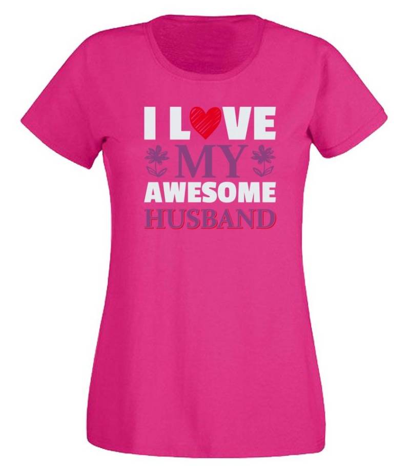 G-graphics T-Shirt I love my awesome Husband Slim-fit Damen T-Shirt mit Frontprint zum Valentinstag von G-graphics