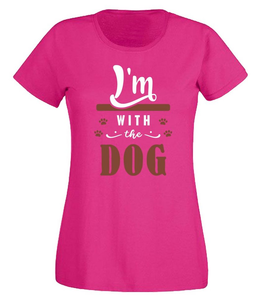 G-graphics T-Shirt Damen T-Shirt - I´m with the Dog Slim-fit, mit trendigem Frontprint, Aufdruck auf der Vorderseite, Spruch/Sprüche/Print/Motiv, für jung & alt von G-graphics