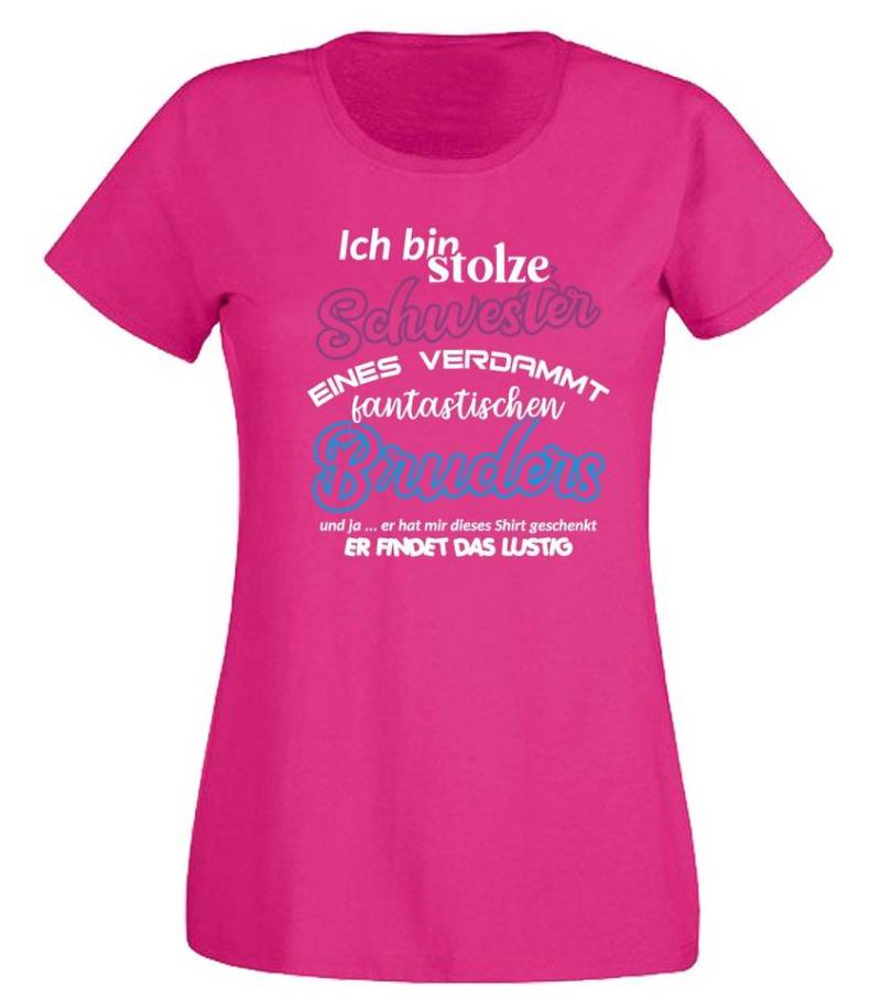 G-graphics T-Shirt Ich bin stolze Schwester eines fantastischen Bruders Slim-fit- Damen T-Shirt mit Statement / Spruch als Frontprint von G-graphics