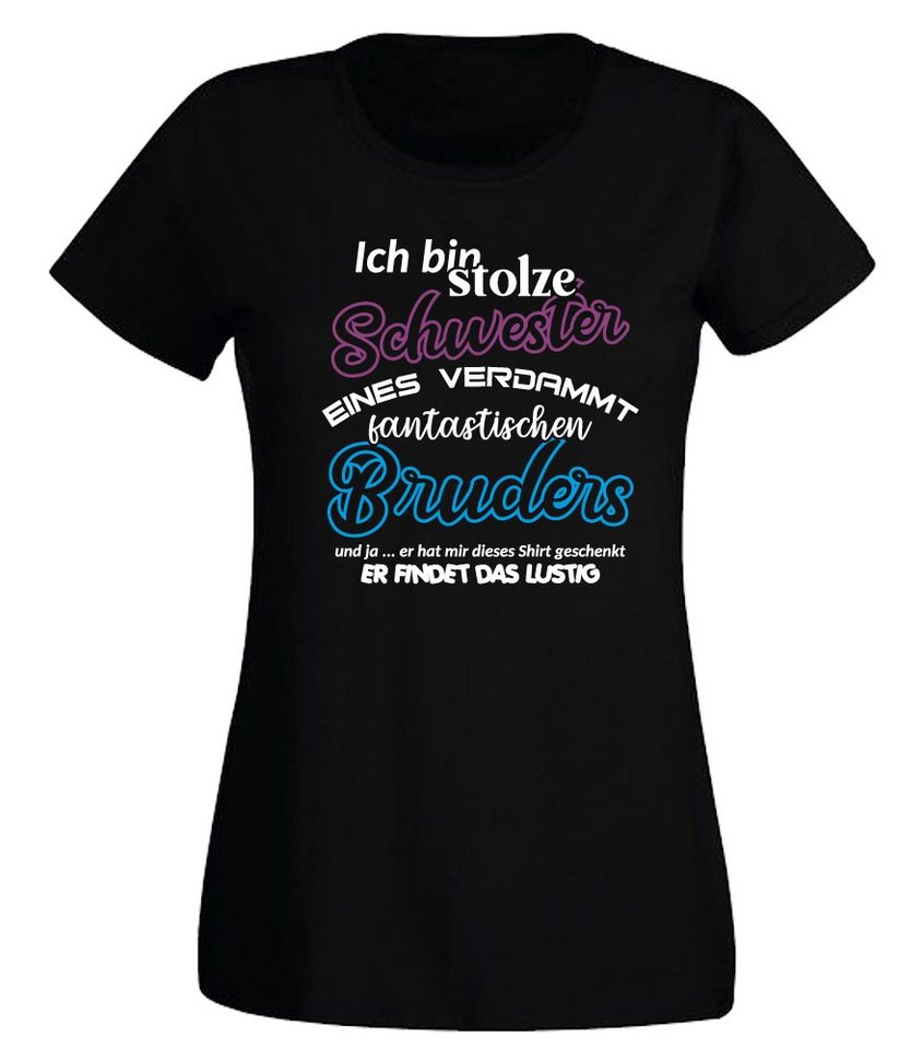 G-graphics T-Shirt Damen T-Shirt - Ich bin stolze Schwester eines fantastischen Bruders mit trendigem Frontprint, Slim-fit, Aufdruck auf der Vorderseite, Spruch/Sprüche/Print/Motiv, für jung & alt von G-graphics