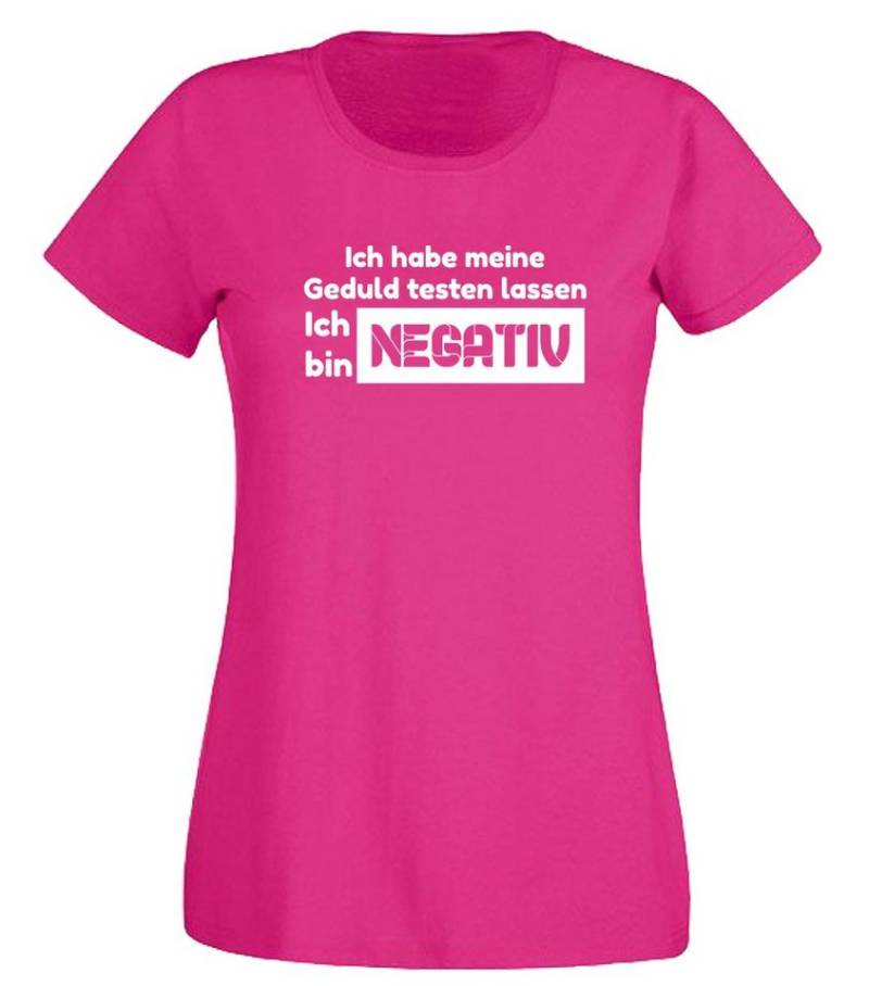 G-graphics T-Shirt Ich habe meine Geduld testen lassen – Ich bin negativ Slim-fit Damen T-Shirt mit trendigem Frontprint von G-graphics