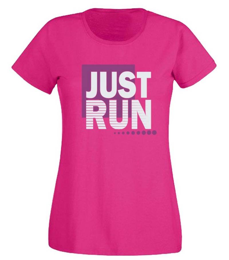 G-graphics T-Shirt Just Run Slim-fit- Damen T-Shirt mit Statement / Motiv als Frontprint von G-graphics