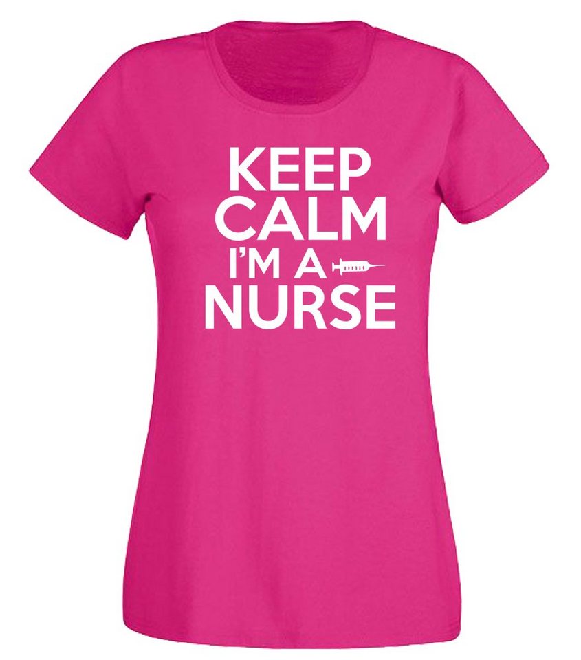 G-graphics T-Shirt Damen T-Shirt - Keep calm I´m a Nurse Slim-fit, mit trendigem Frontprint, Aufdruck auf der Vorderseite, Spruch/Sprüche/Print/Motiv, für jung & alt von G-graphics