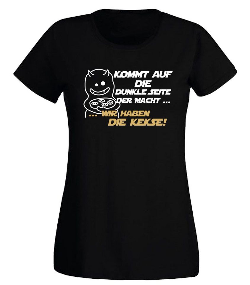 G-graphics T-Shirt Kommt auf die dunkle Seite … wir haben die Kekse! Slim-fit- Damen T-Shirt mit Statement / Spruch als Frontprint von G-graphics