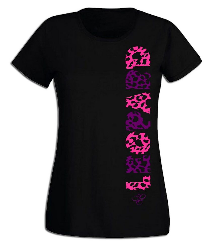 G-graphics T-Shirt Leopard Slim-fit Damen T-Shirt aus unserer Pink-Purple-Collection von G-graphics