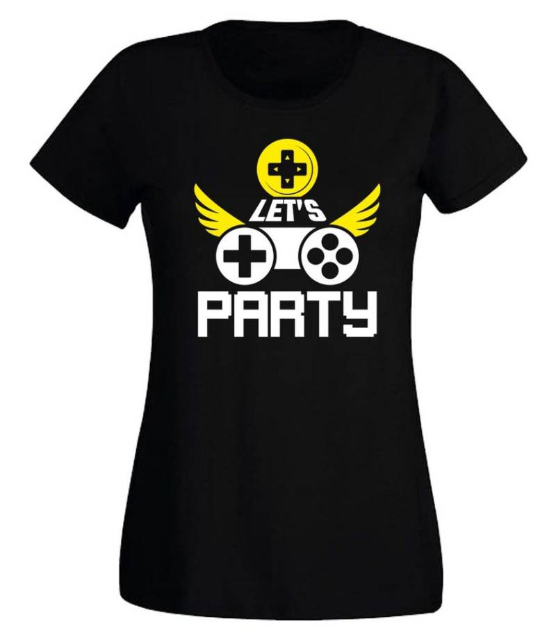 G-graphics T-Shirt Let´s Party – Gaming Slim-fit- Damen T-Shirt mit Frontprint-Statement für Gamerinnen von G-graphics