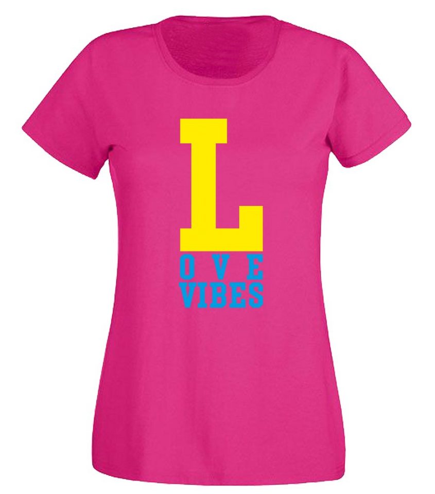 G-graphics T-Shirt Damen T-Shirt - Love Vibes Slim-fit, mit trendigem Frontprint, Aufdruck auf der Vorderseite, Spruch/Sprüche/Print/Motiv, für jung & alt von G-graphics