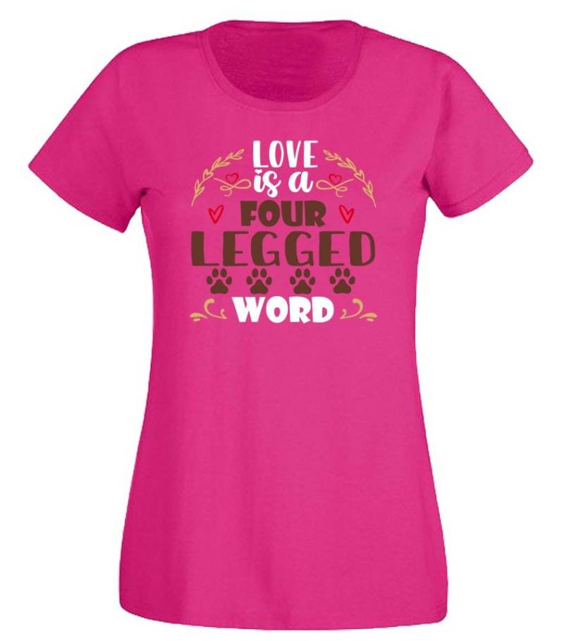 G-graphics T-Shirt Love is a four legged word Slim-fit Damen T-Shirt mit einem Print für die echte Hundemamas von G-graphics