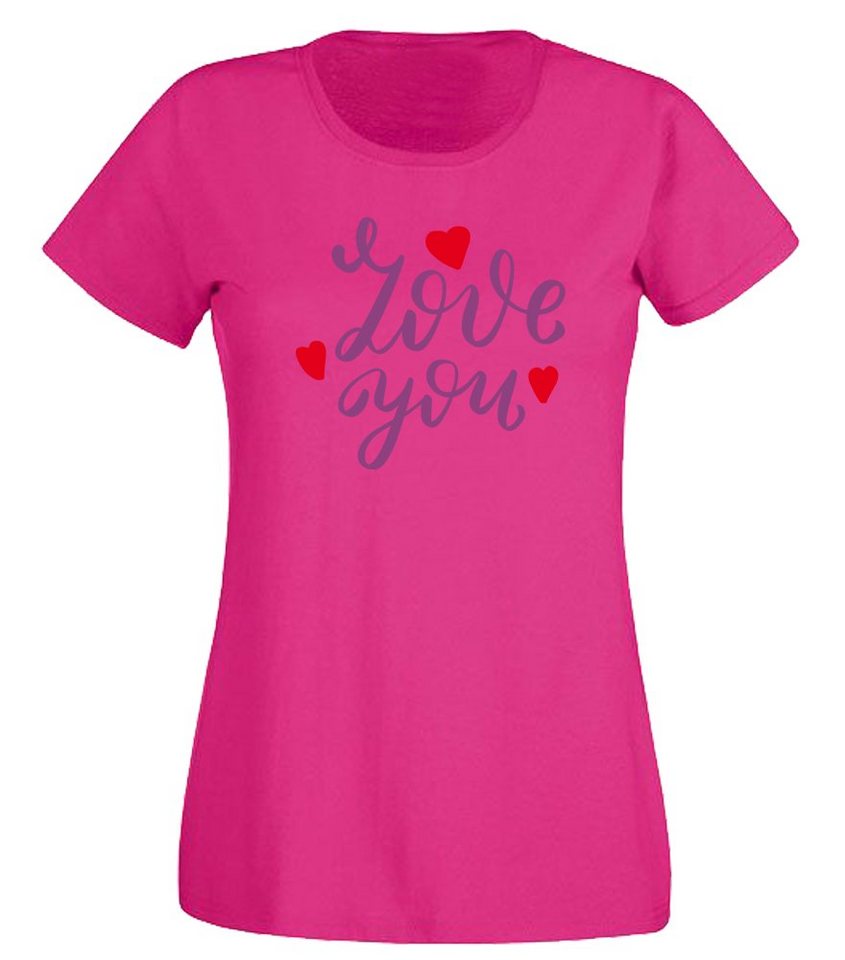 G-graphics T-Shirt Damen T-Shirt - Love you Slim-fit, mit trendigem Frontprint, Aufdruck auf der Vorderseite, Spruch/Sprüche/Print/Motiv, für jung & alt von G-graphics