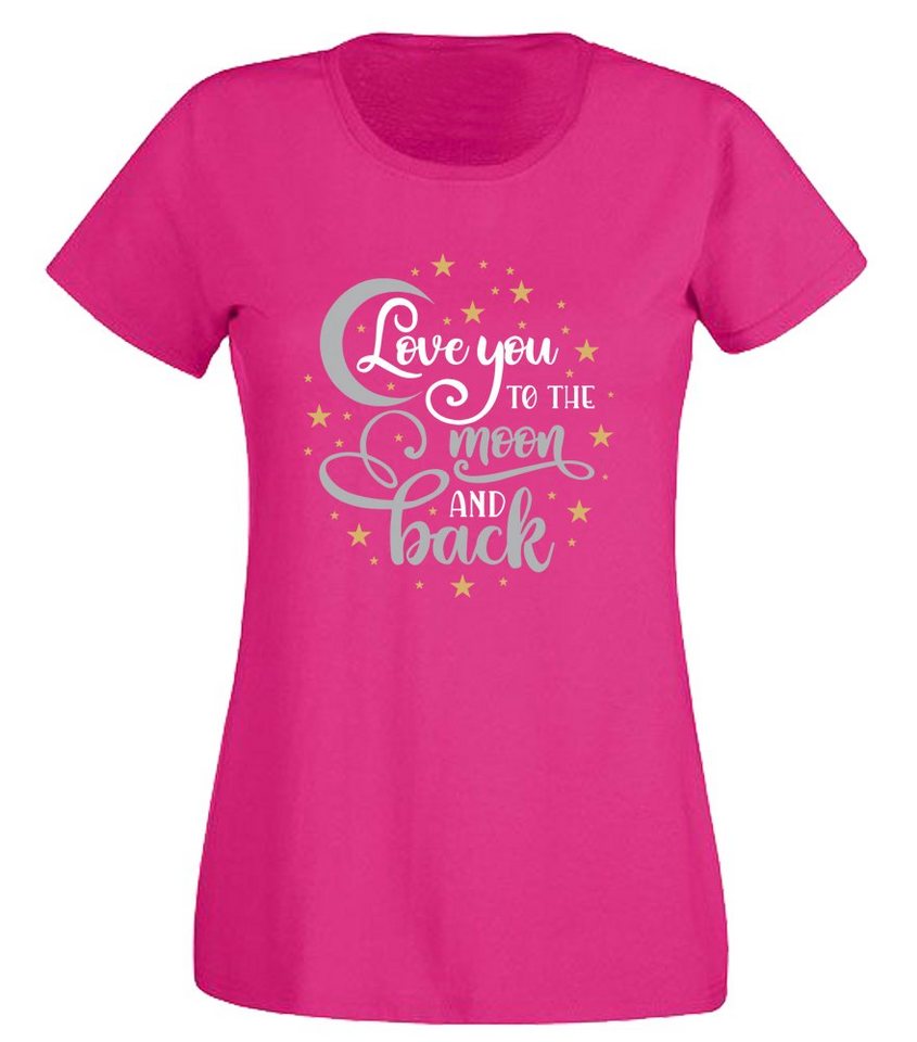 G-graphics T-Shirt Damen T-Shirt - Love you to the moon and back mit trendigem Frontprint, Slim-fit, Aufdruck auf der Vorderseite, Spruch/Sprüche/Print/Motiv, für jung & alt von G-graphics