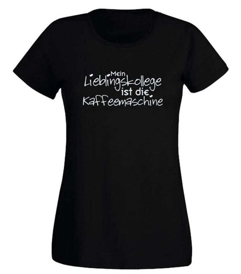 G-graphics T-Shirt Mein Lieblingskollege ist die Kaffeemaschine Slim-fit Damen T-Shirt mit Frontprint-Statement für Coffeelover von G-graphics