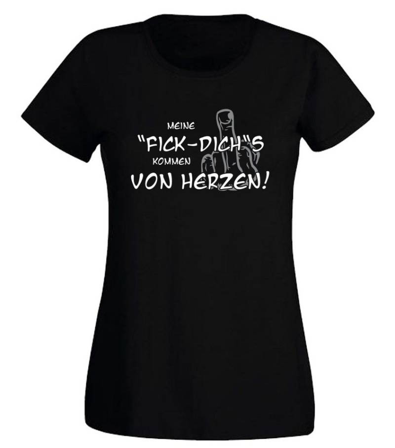G-graphics T-Shirt Meine „Fick-Dich“s kommen von Herzen! Slim-fit- Damen T-Shirt mit Statement / Spruch als Frontprint von G-graphics