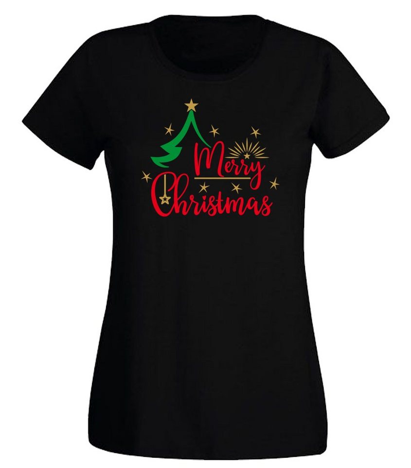 G-graphics T-Shirt Merry Christmas Slim-fit- Damen T-Shirt mit Weihnachtsmotiv von G-graphics