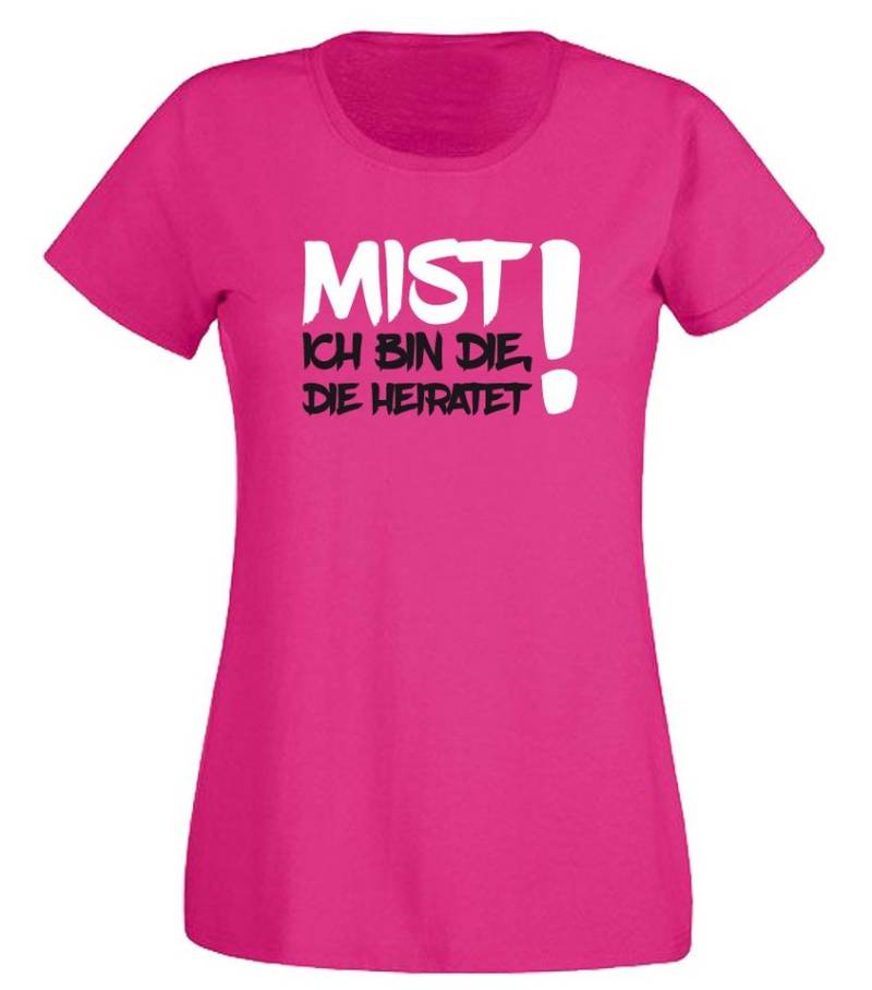 G-graphics T-Shirt zum Junggesellinnen-Abschied - Mist – ich bin die, die heiratet! Slim-fit Damen Braut-T-Shirt zum JGA / Poltershirt von G-graphics