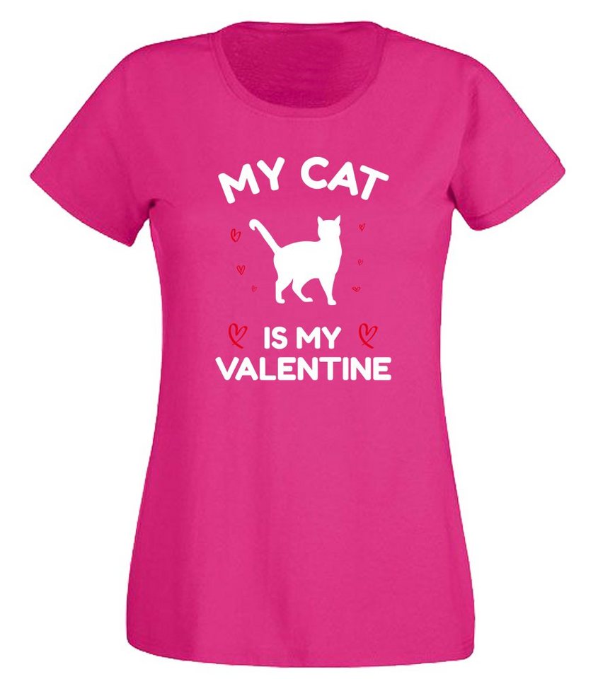 G-graphics T-Shirt Damen T-Shirt - My Cat is my Valentine mit trendigem Frontprint, Slim-fit, Aufdruck auf der Vorderseite, Spruch/Sprüche/Print/Motiv, für jung & alt von G-graphics