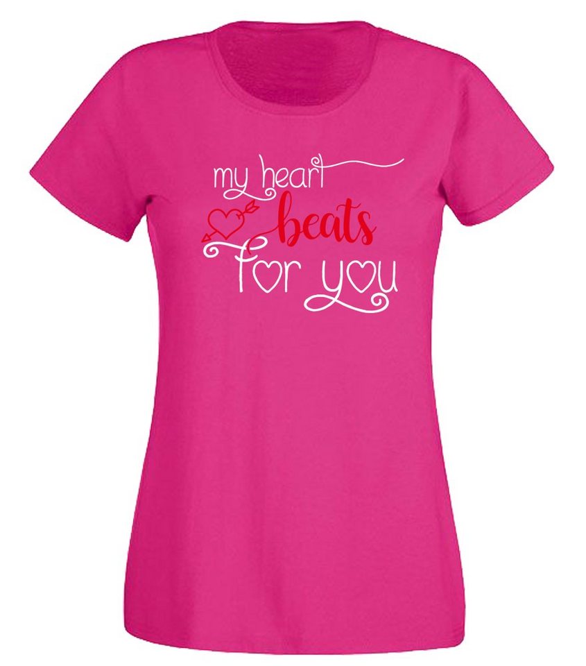 G-graphics T-Shirt My Heart beats for you Slim-fit Damen T-Shirt mit Frontprint zum Valentinstag von G-graphics
