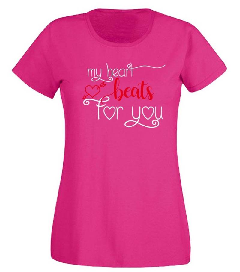 G-graphics T-Shirt My Heart beats for you Slim-fit Damen T-Shirt mit Frontprint zum Valentinstag von G-graphics