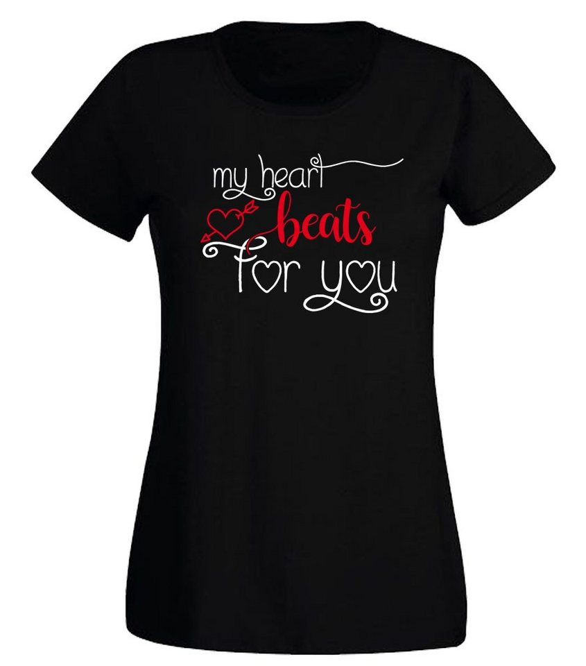 G-graphics T-Shirt My Heart beats for you Slim-fit Damen T-Shirt mit Frontprint zum Valentinstag von G-graphics