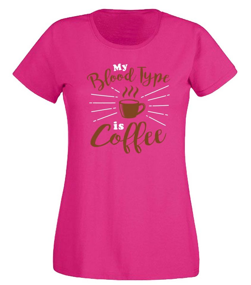 G-graphics T-Shirt Damen T-Shirt - My blood type is Coffee mit trendigem Frontprint, Slim-fit, Aufdruck auf der Vorderseite, Spruch/Sprüche/Print/Motiv, für jung & alt von G-graphics