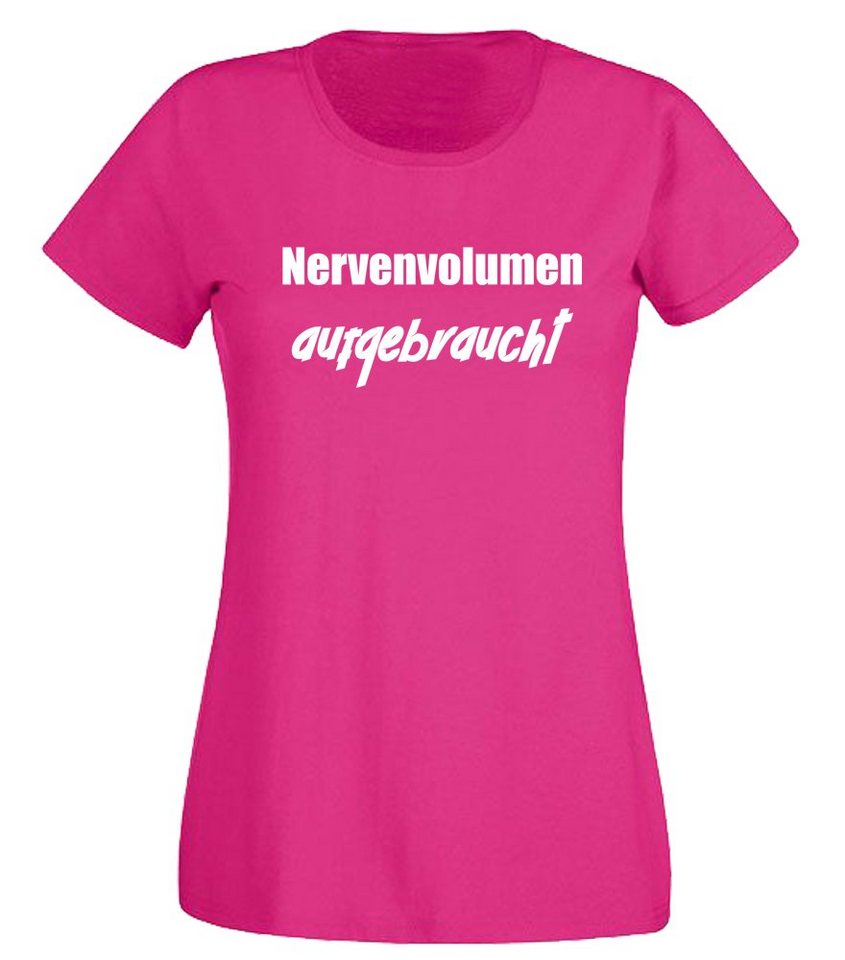 G-graphics T-Shirt Nervenvolumen aufgebraucht Slim-fit- Damen T-Shirt mit Statement / Spruch als Frontprint von G-graphics
