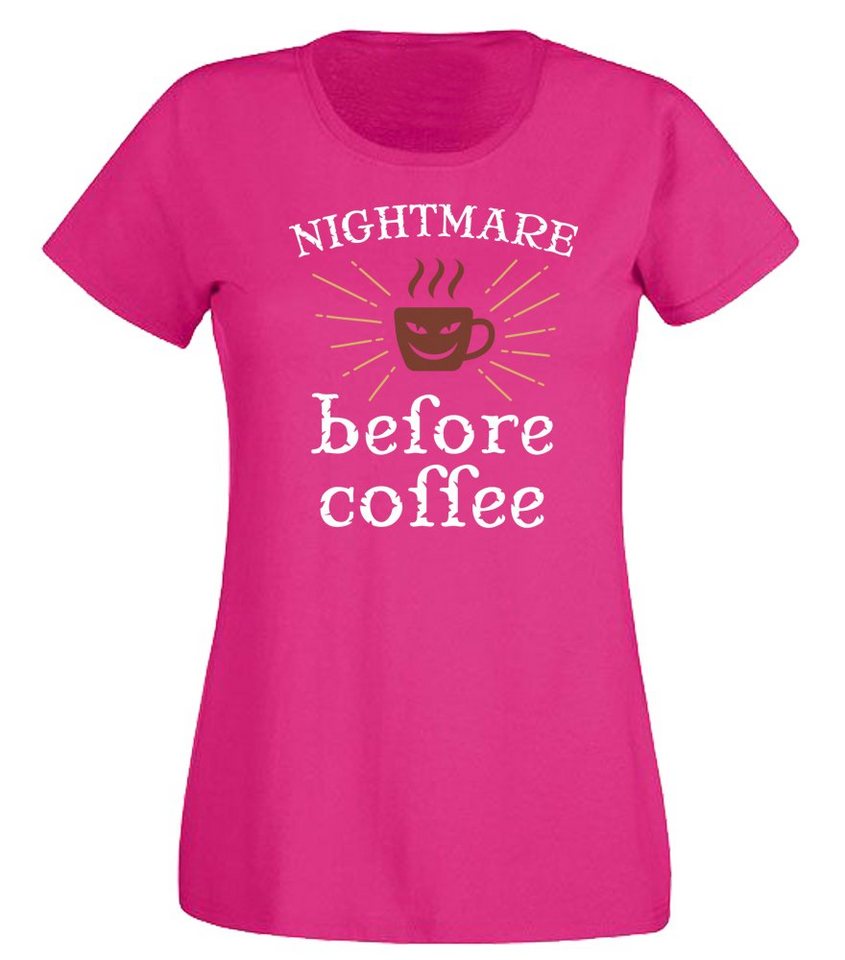 G-graphics T-Shirt Damen T-Shirt - Nightmare before coffee mit trendigem Frontprint, Slim-fit, Aufdruck auf der Vorderseite, Spruch/Sprüche/Print/Motiv, für jung & alt von G-graphics