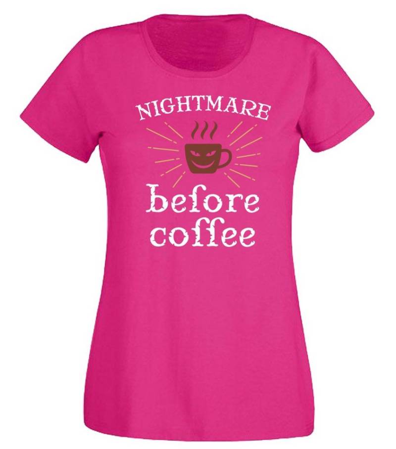 G-graphics T-Shirt Nightmare before coffee Slim-fit Damen T-Shirt mit Frontprint-Statement für Coffeelover von G-graphics