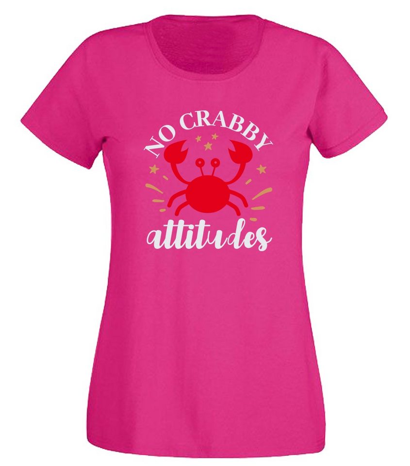 G-graphics T-Shirt Damen T-Shirt - No crabby attitudes mit trendigem Frontprint, Aufdruck auf der Vorderseite, Spruch/Sprüche/Print/Motiv, für jung & alt, Slim-fit von G-graphics