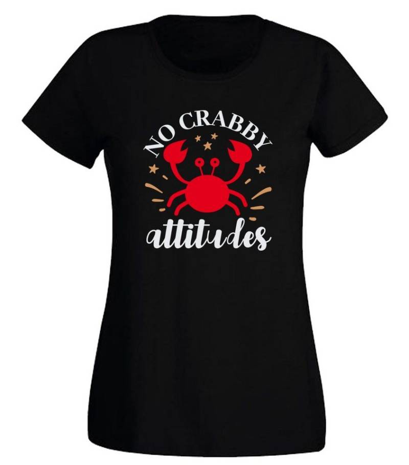 G-graphics T-Shirt No crabby attitudes Slim-fit- Damen T-Shirt mit Statement / Motiv als Frontprint von G-graphics