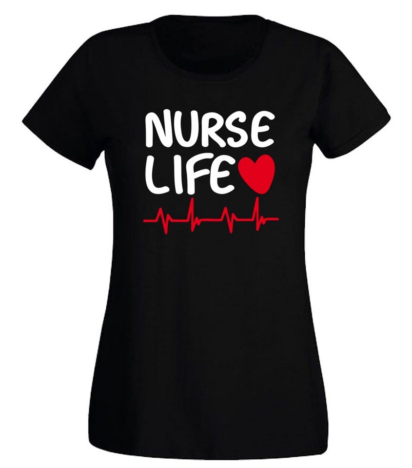 G-graphics T-Shirt Damen T-Shirt - Nurse Life Slim-fit, mit trendigem Frontprint, Aufdruck auf der Vorderseite, Spruch/Sprüche/Print/Motiv, für jung & alt von G-graphics