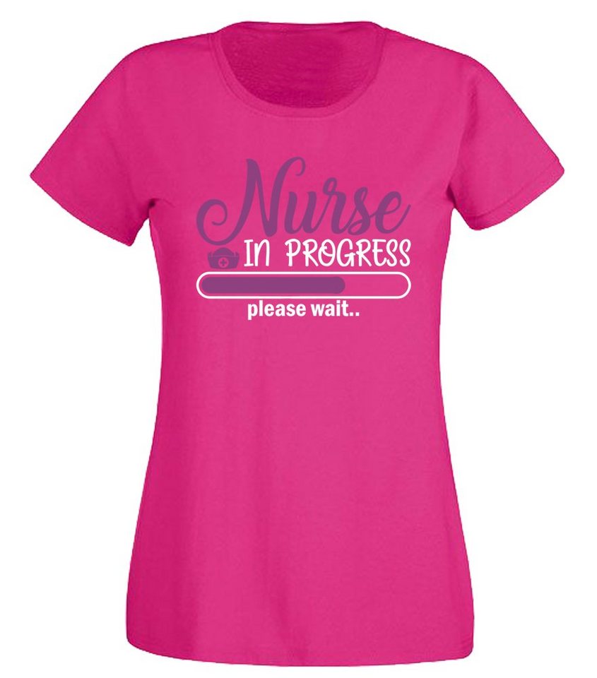 G-graphics T-Shirt Damen T-Shirt - Nurse in Progress – please wait... Slim-fit, mit trendigem Frontprint, Aufdruck auf der Vorderseite, Spruch/Sprüche/Print/Motiv, für jung & alt von G-graphics