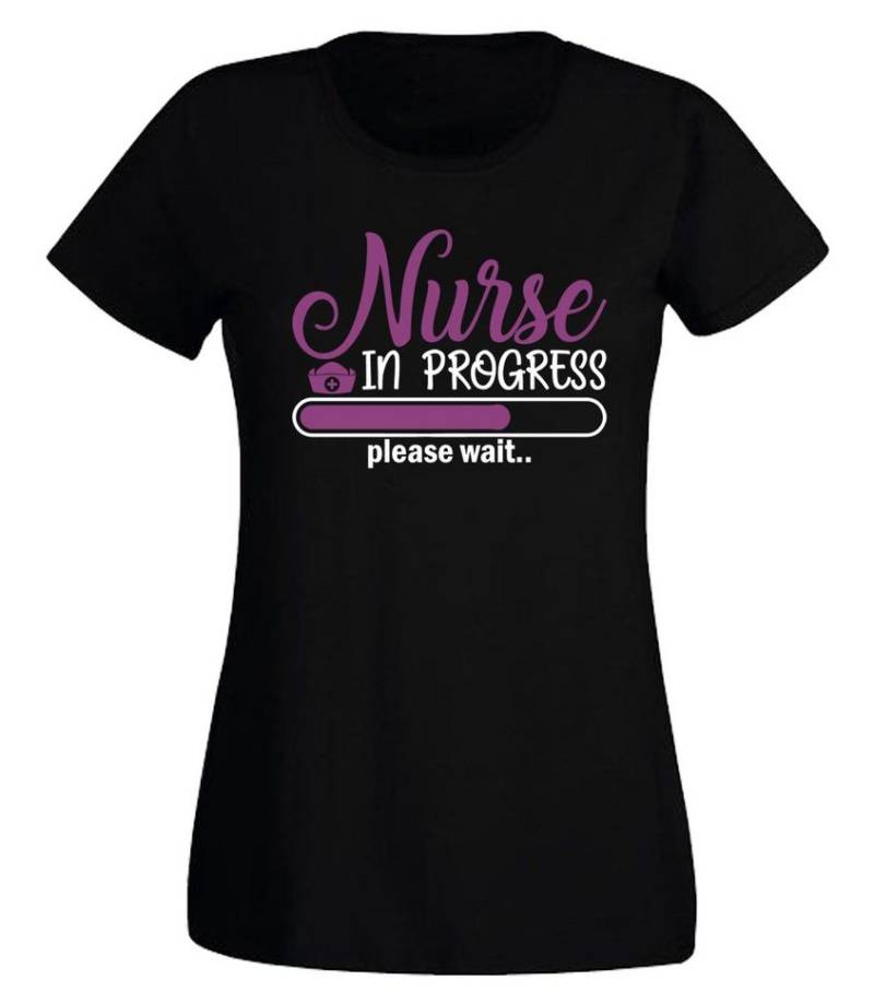 G-graphics T-Shirt Nurse in Progress – please wait... (Krankenschwester in Ausbildung) Slim-fit- Damen T-Shirt mit Spruch für die, die ihren Job liebt von G-graphics