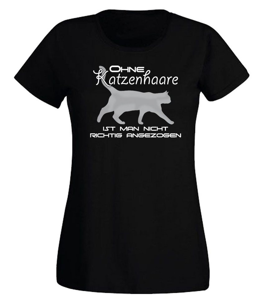 G-graphics T-Shirt Ohne Katzenhaare ist man nicht richtig angezogen Slim-fit Damen T-Shirt mit einem Print für die echte Katzenmamas von G-graphics