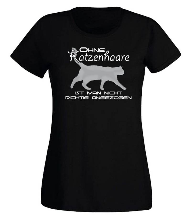 G-graphics T-Shirt Ohne Katzenhaare ist man nicht richtig angezogen Slim-fit Damen T-Shirt mit einem Print für die echte Katzenmamas von G-graphics