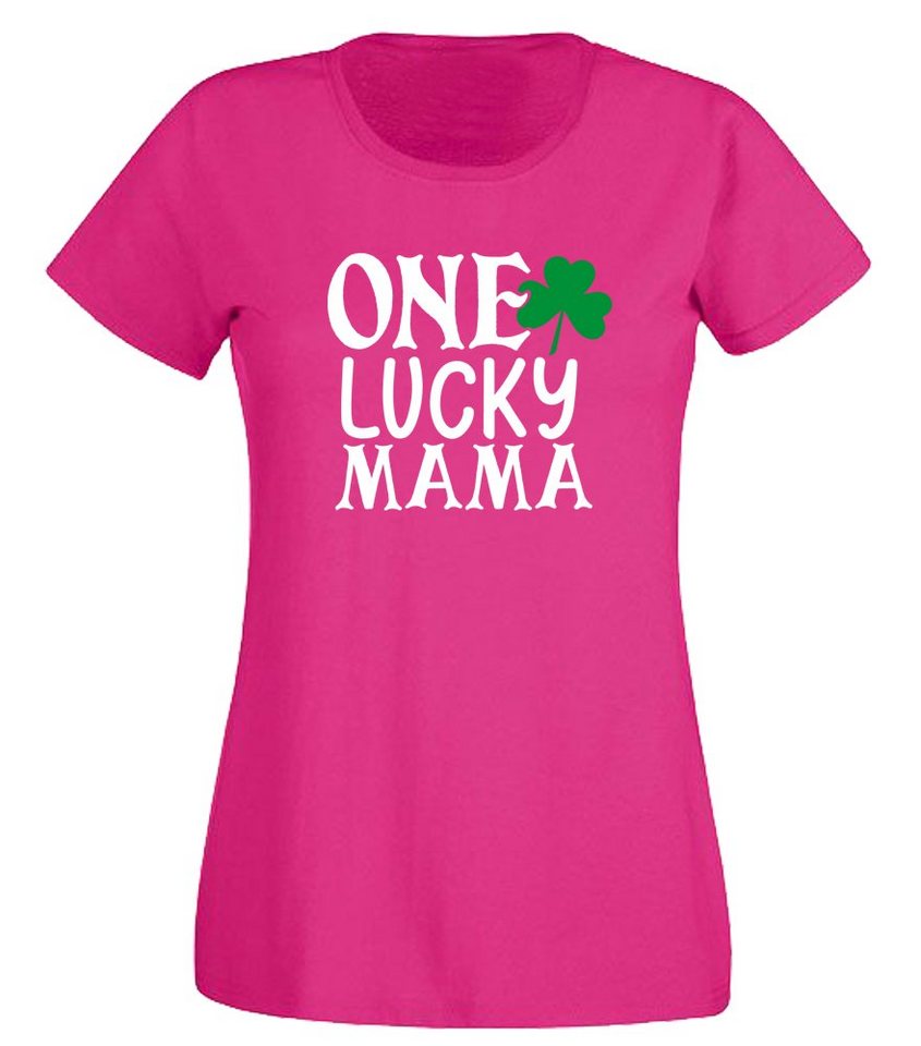 G-graphics T-Shirt Damen T-Shirt - One lucky Mama mit trendigem Frontprint, Aufdruck auf der Vorderseite, Spruch/Sprüche/Print/Motiv, für jung & alt, Slim-fit von G-graphics