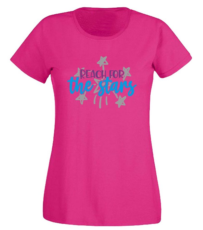 G-graphics T-Shirt Damen T-Shirt - Reach for the stars Slim-fit, mit trendigem Frontprint, Aufdruck auf der Vorderseite, Spruch/Sprüche/Print/Motiv, für jung & alt von G-graphics